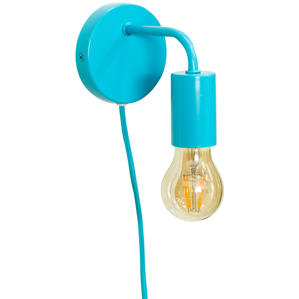 ValueLights Jordy Colour Pop Blue Plug-in LED Wall Light Image 1