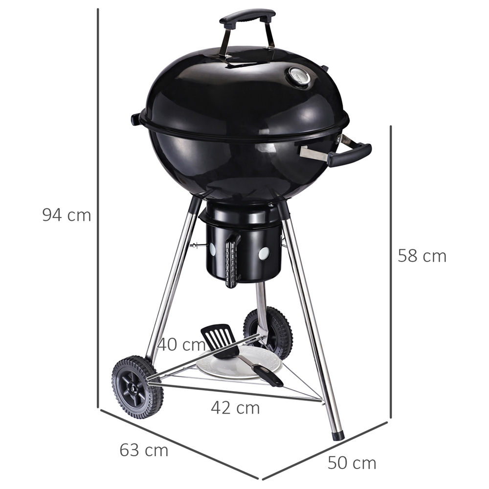Outsunny Black Portable Charcoal BBQ Grill Image 6