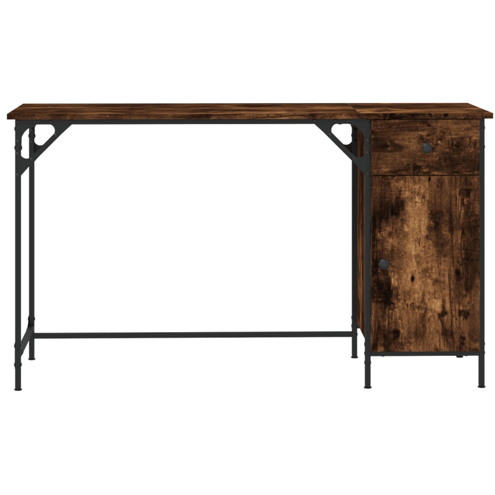 vidaXL Single Door Single Drawer Industrial Style Computer Desk Smoked Oak Image 4