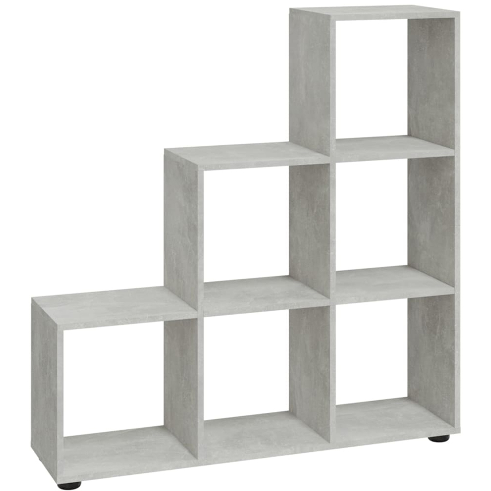 vidaXL 6 Shelf Concrete Grey Staircase Bookcase Image 2