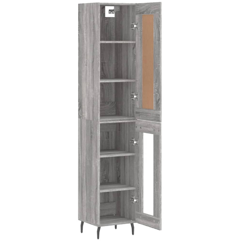 vidaXL 2 Wood and Glass Door Grey Sonoma Highboard Image 4