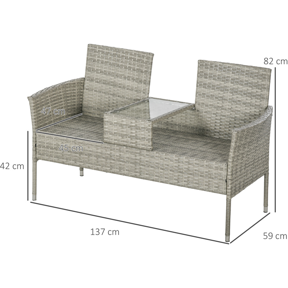 Outsunny 2 Seater Mixed Grey Rattan Companion Seat Image 7