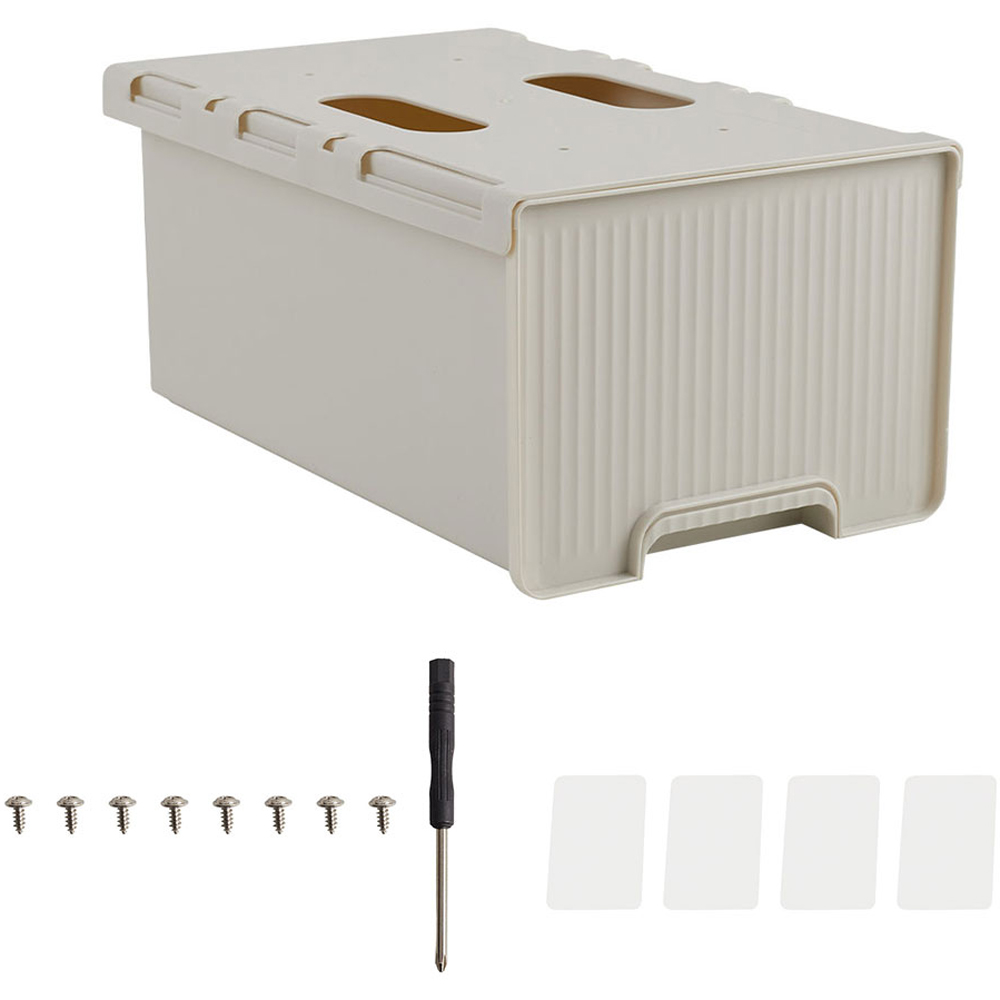 Living and Home White Under Desk Drawer Organiser with Sliding Storage 12.5 x 16 x 45cm Image 3