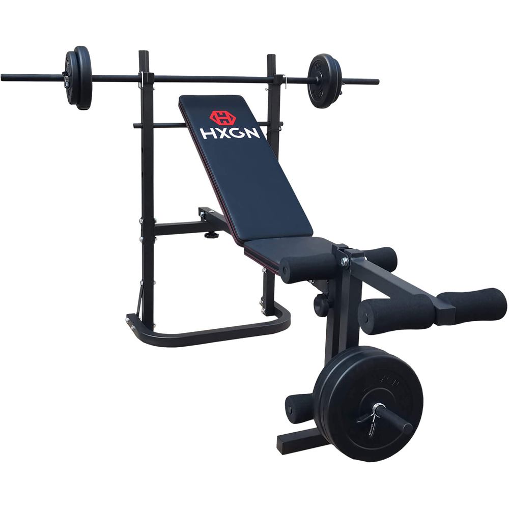 HXGN Black Barbell Bench with Leg Developer Image 5