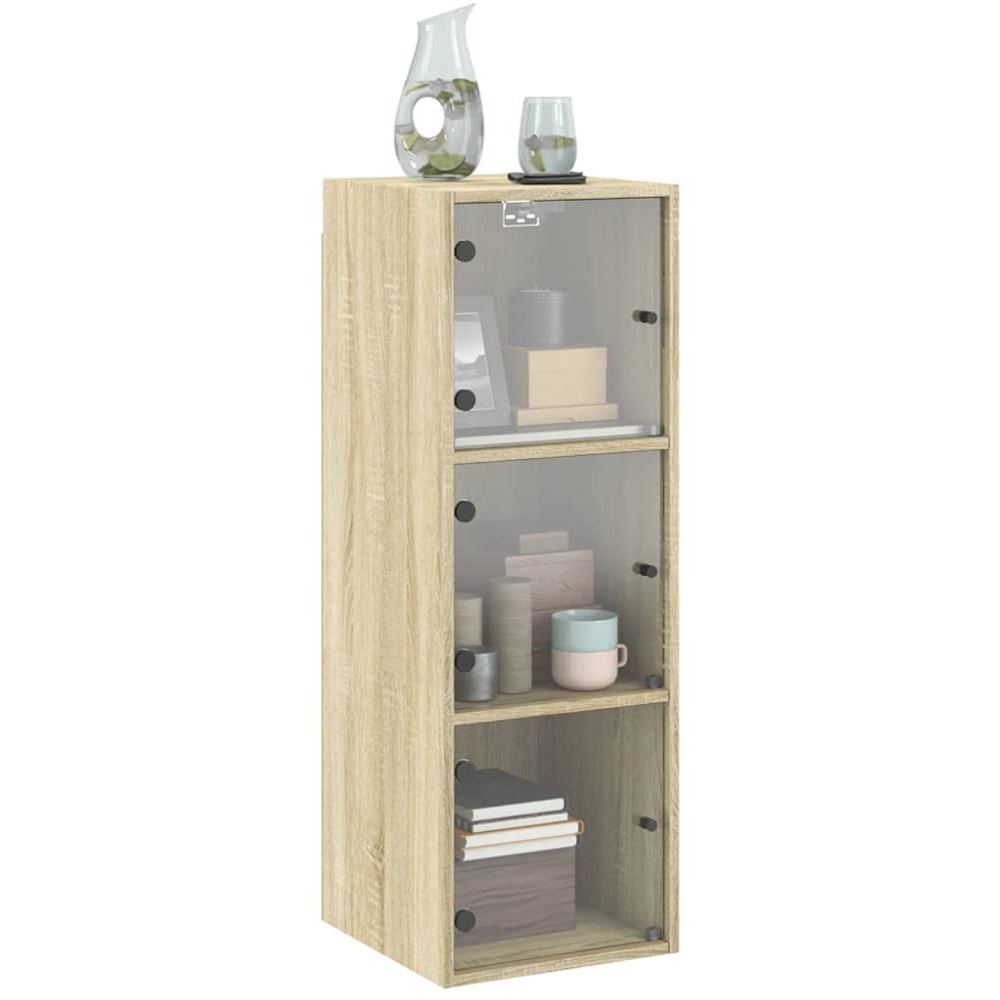 vidaXL 2 Door Sonoma Oak Glass Wall Cabinet Image 3