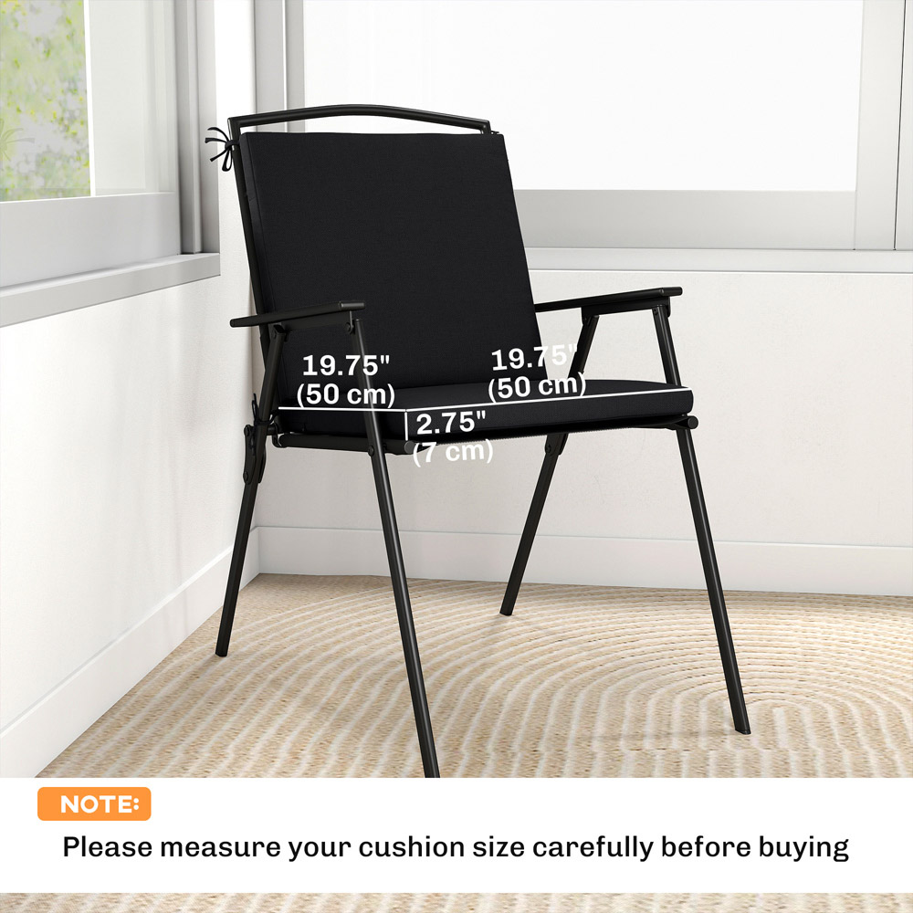 Outsunny Black Waterproof Garden Chair Cushion 50 x 50cm 2 Pack Image 9