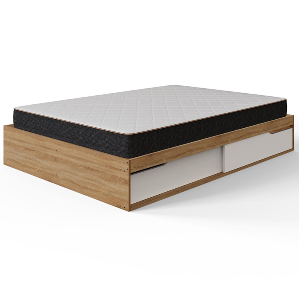 GFW Kai Double Oak and White 2 Drawer Platform Storage Bed Image 3