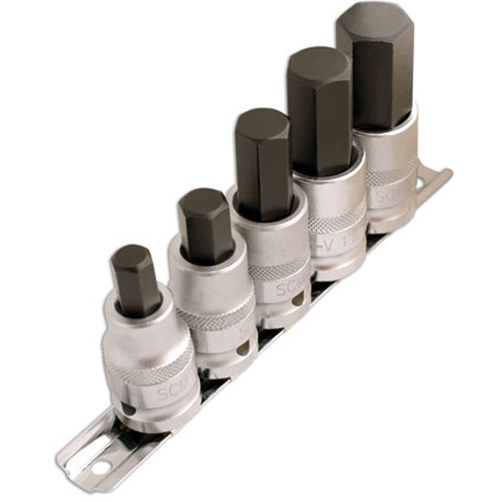 Laser 5 Piece 1/2 inch D Hex Socket Bit Set Image 3