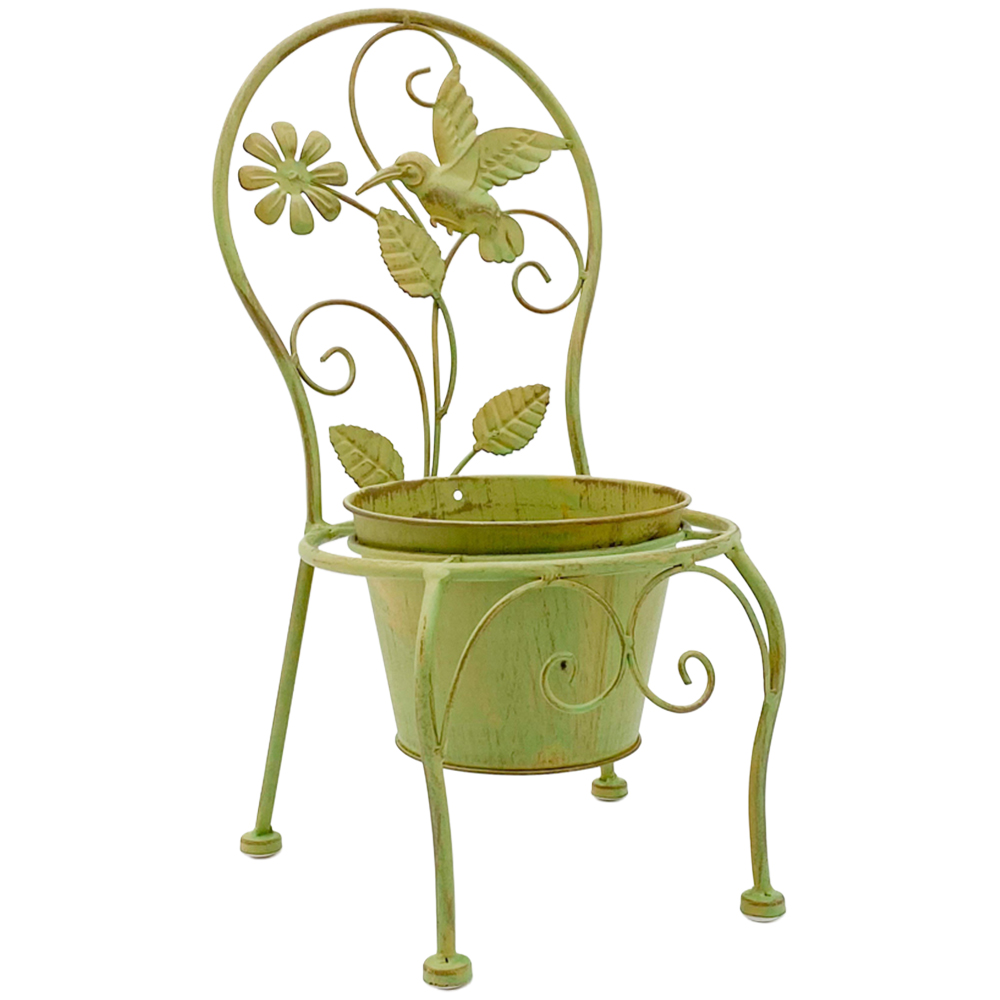 Acacia Home Leaf Green Metal Garden Planter 44cm Image 1