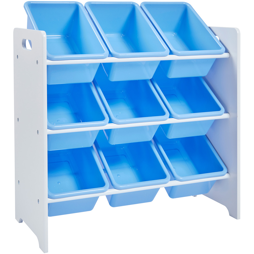 Liberty House Toys Kids 9 Bin White and Blue Storage Unit Image 1