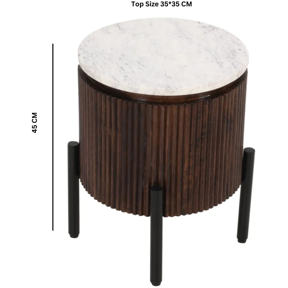Brooklyn Opal Marble Top Mango Wood Side Table Image 8
