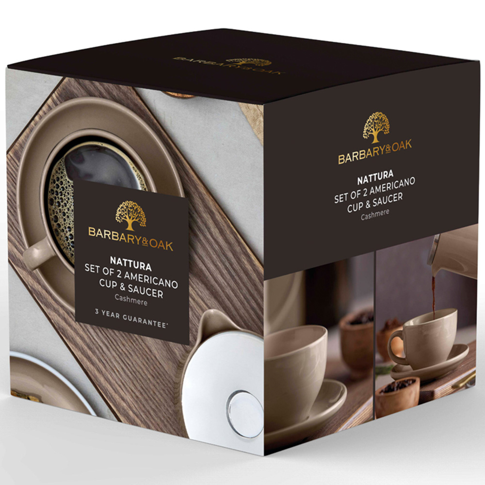 Barbary & Oak Nattura Set of 2 Cashmere Stoneware Americano Cup and Saucer Set 350ml Image 6