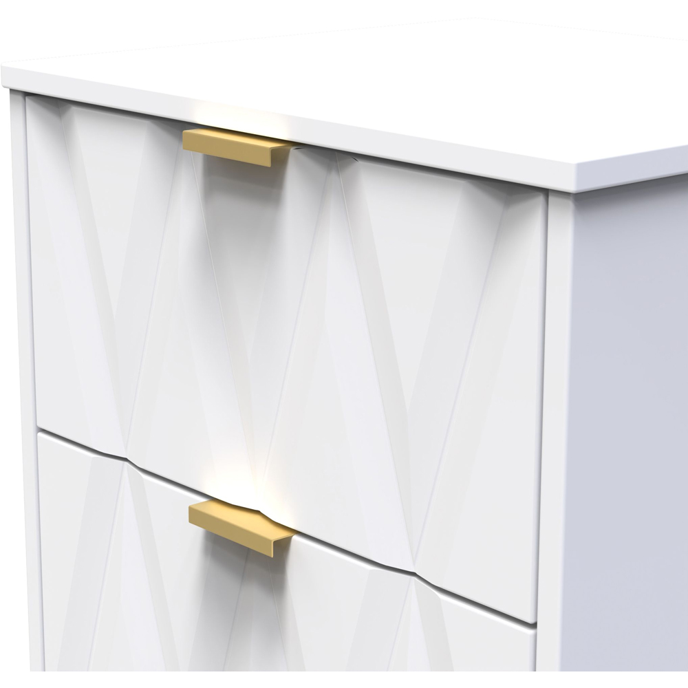 Crowndale Las Vegas 2 Drawer White Matt Bedside Table Ready Assembled Image 5