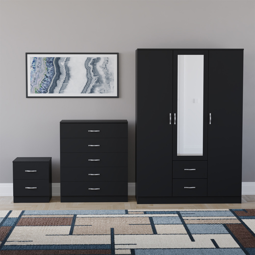 VIDA DESIGNS Riano Black 3 Piece Bedroom Furniture Set Image 2