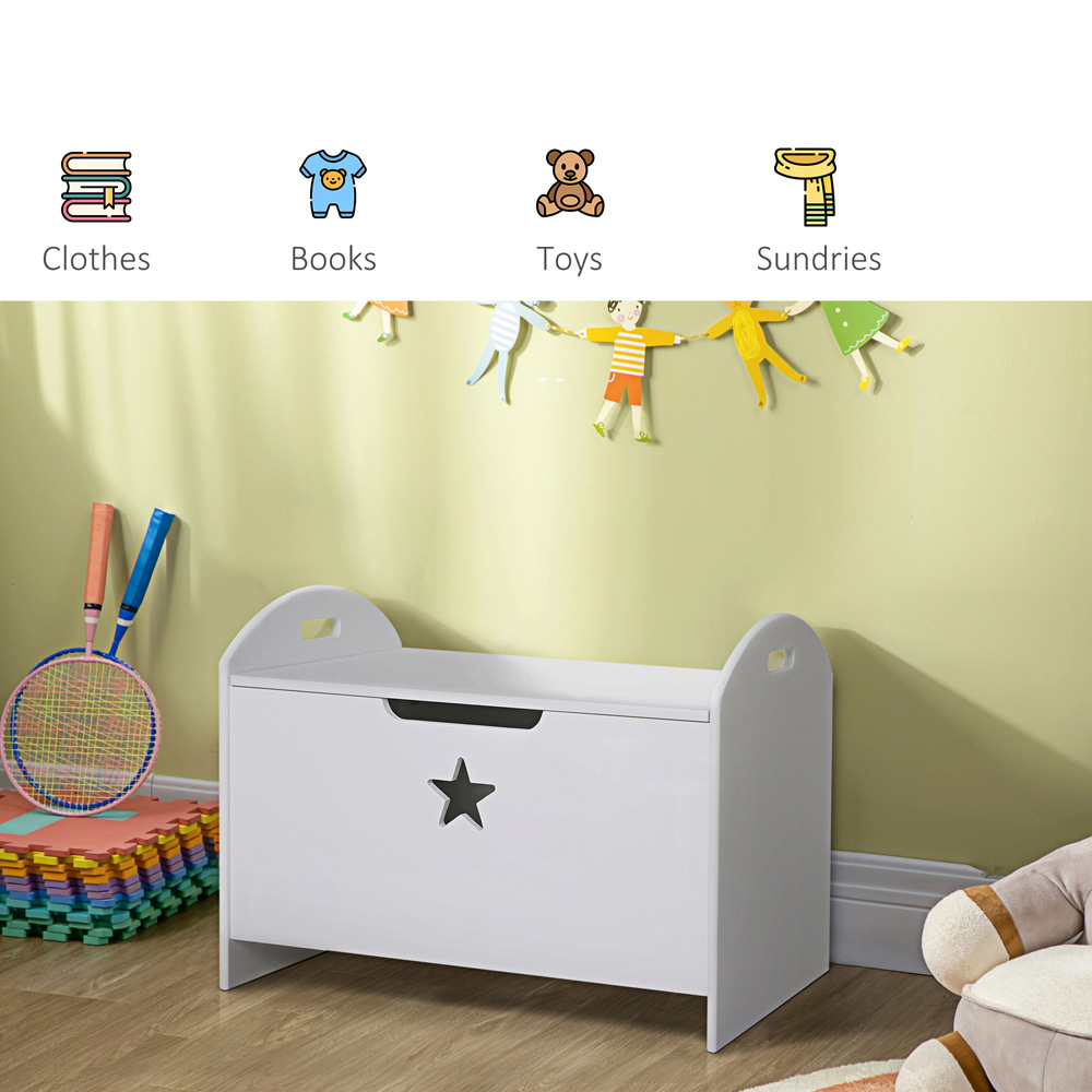 HOMCOM Childrens White Toy Box with Lid Image 6