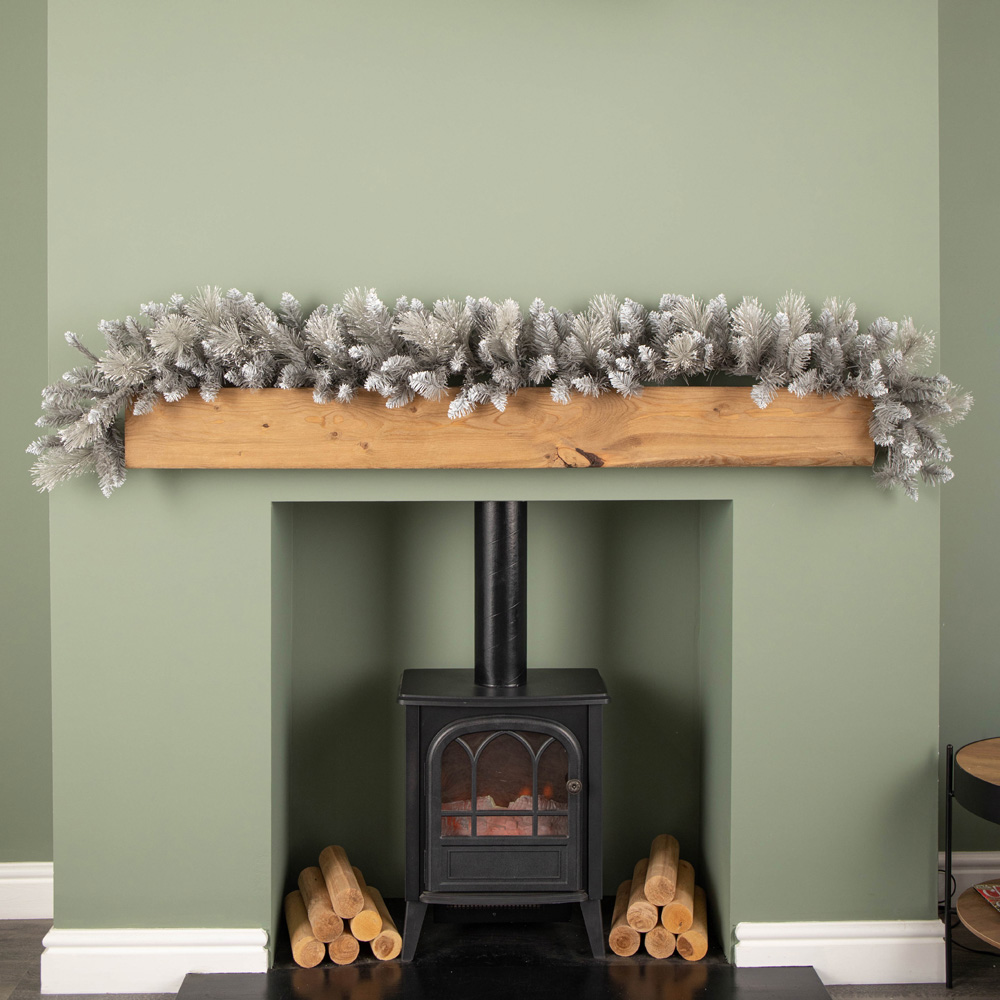 Premier Grey Lightly Flocked Fir Christmas Garland with Mixed Tips 180cm Image 8