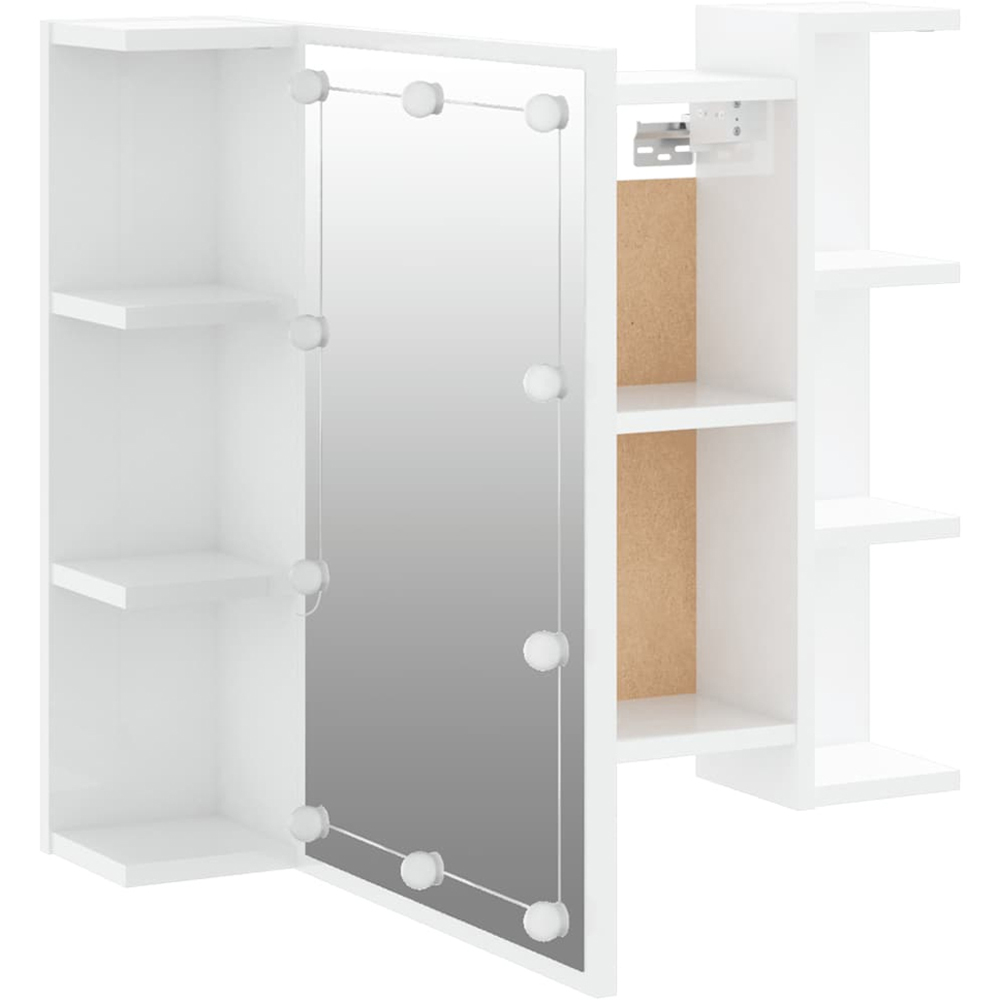vidaXL Single Door 6 Shelf LED Gloss White Mirror Cabinet Image 5