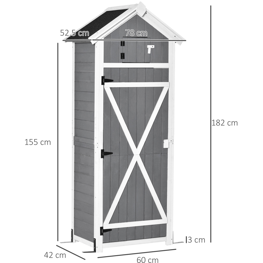 Outsunny 2 x 1.4ft Grey Wooden Tool Shed Image 7