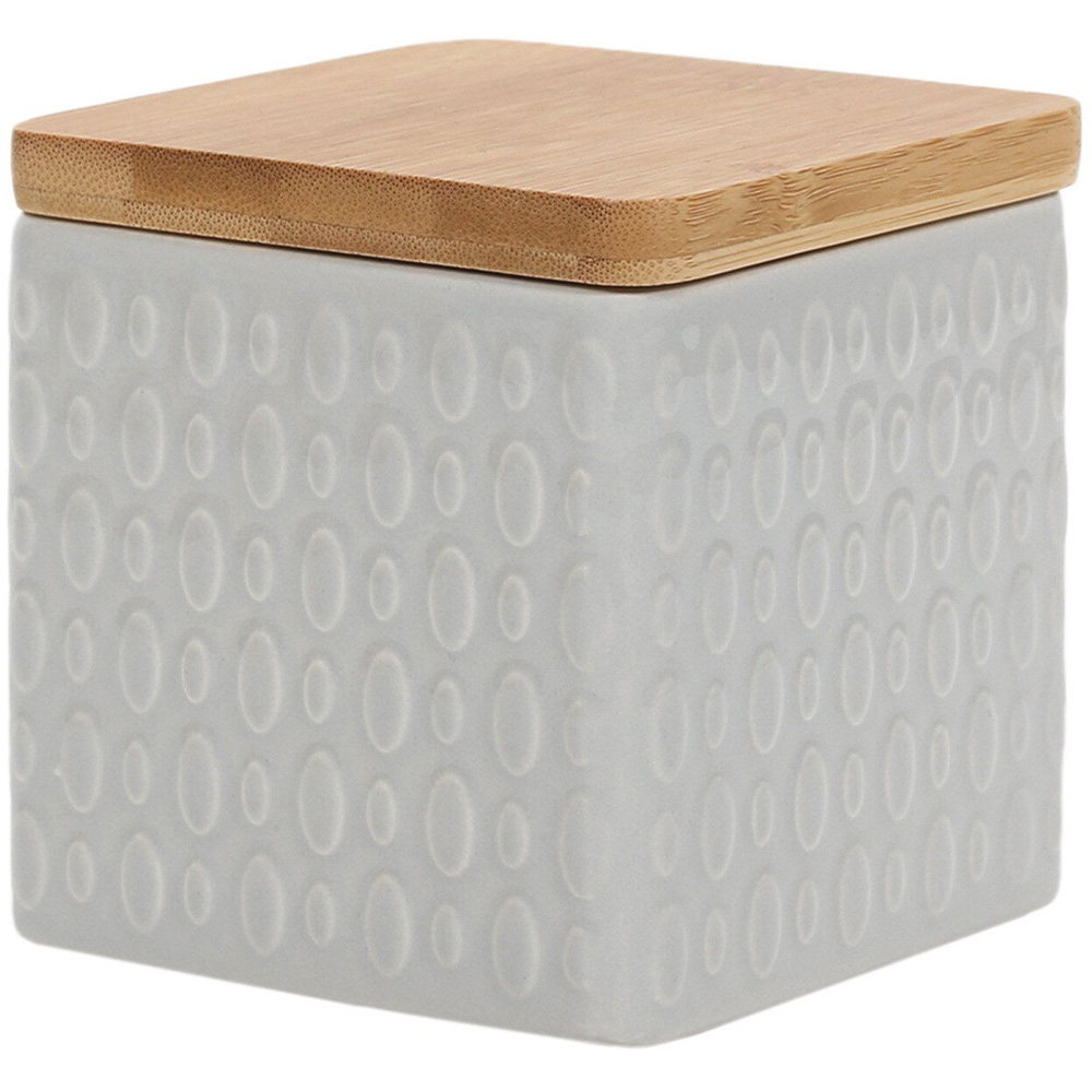 Embossed Drops Square Canister  - Light Grey Image