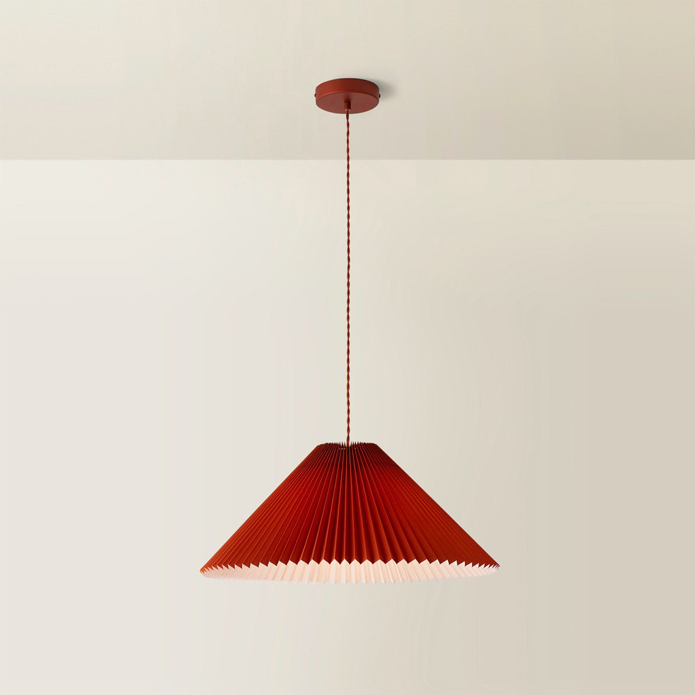 ValueLights Akira Burnt Orange Pleated Shade LED Pendant Light Image 5