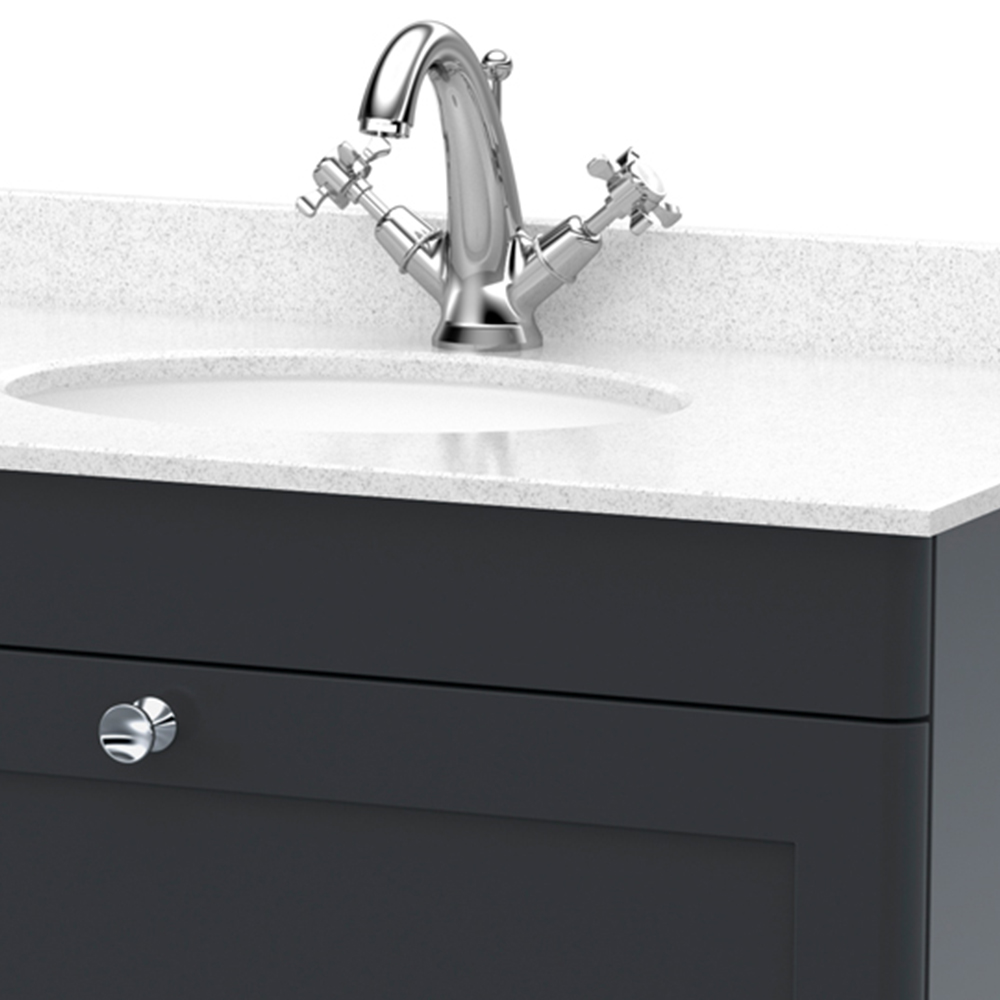 nuie Classique Single Drawer Soft Black and White Wall Hung Unit and 1 Tap Hole Marble Basin 800mm Image 2