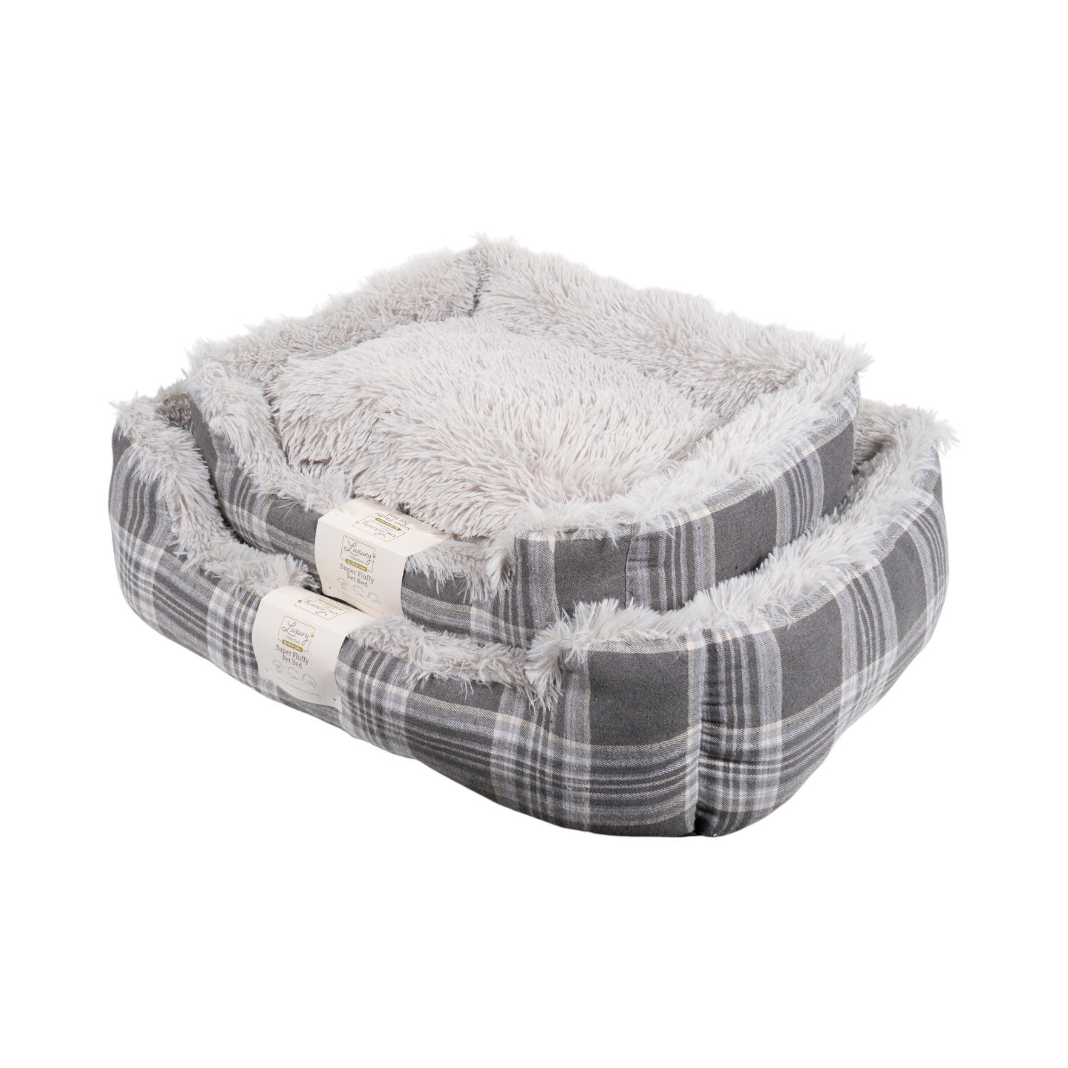 Super Fluffy Soft Pet Bed Grey Large Image 4