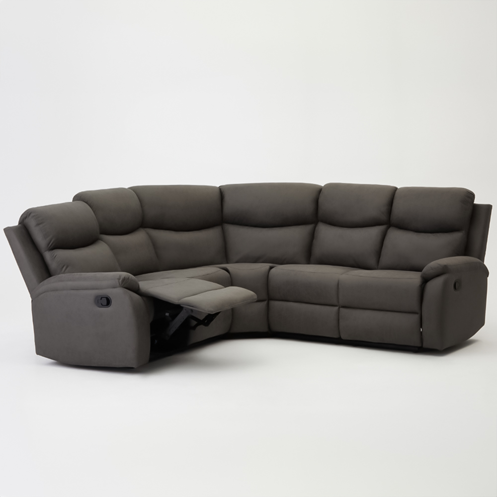 Home Detail Selby 5 Seater Grey Air Leather Manual Recliner Sofa Image 4