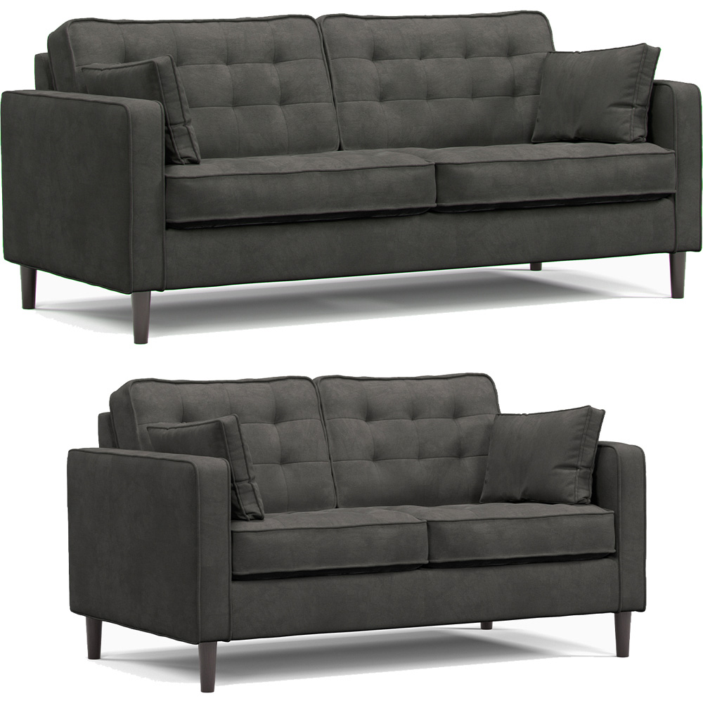 Eden 5 Seater Graphite Chenille Sofa Suite Image 2