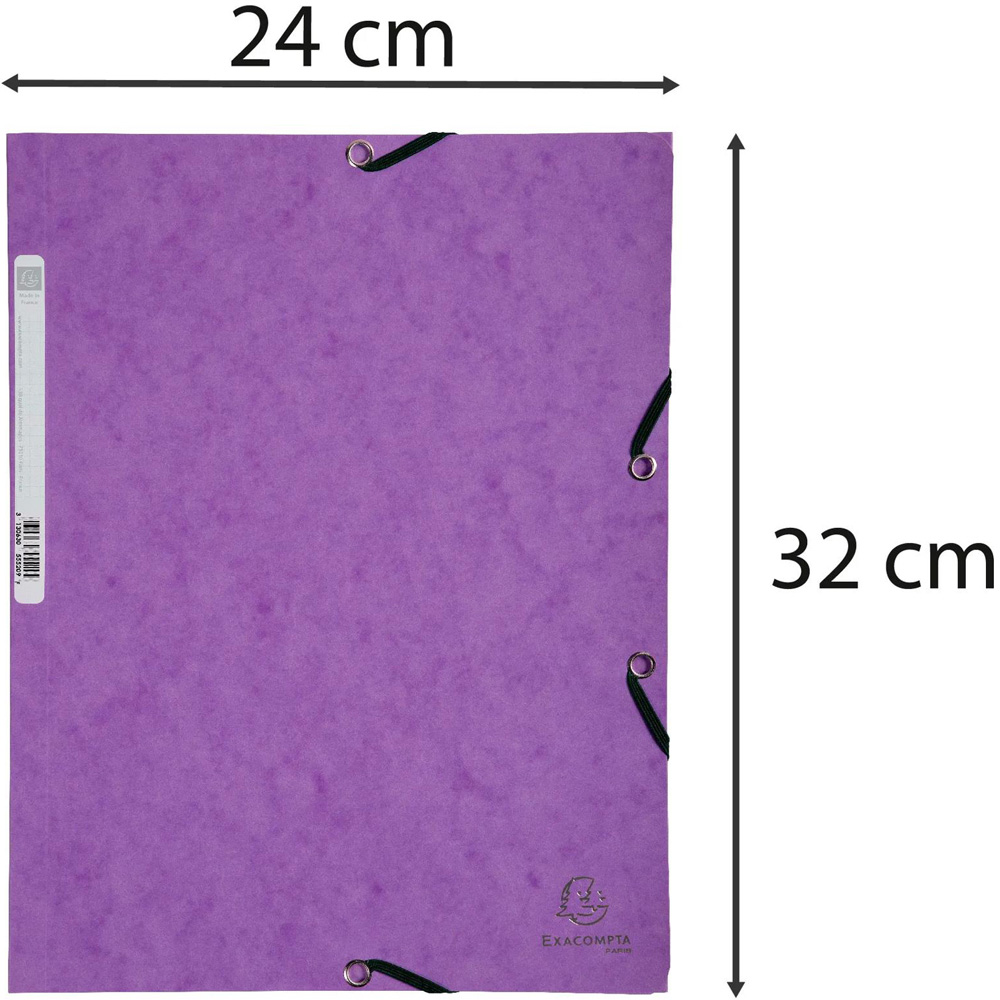 Exacompta A4 400gsm Purple Elasticated 3 Flap Folder 25 Pack Image 7