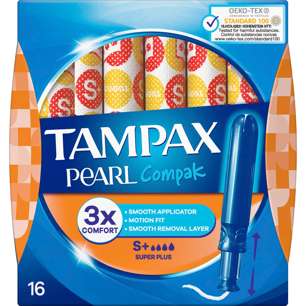 Tampax Pearl Compak Super Plus Tampons with Applicator 16 Pack Image 1