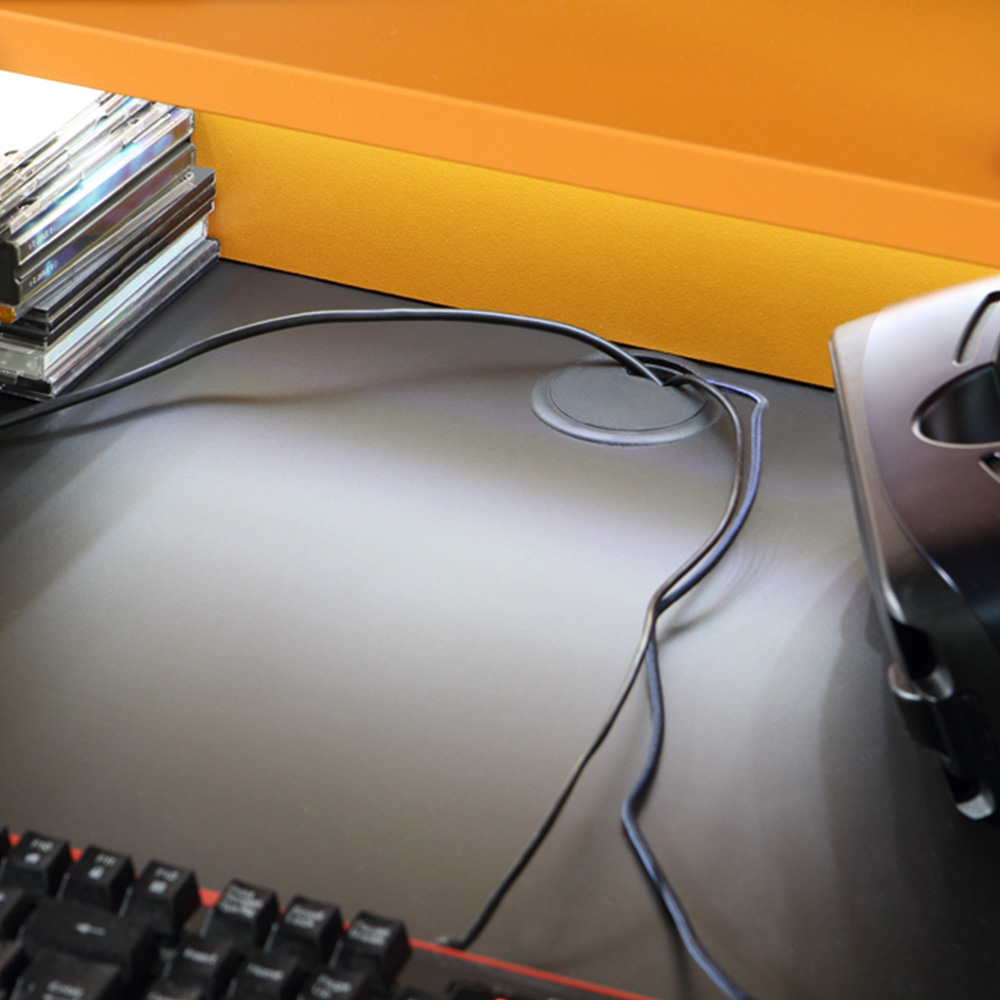 Florence Tezaur 2 Shelf Black and Orange LED Gaming Desk Image 6
