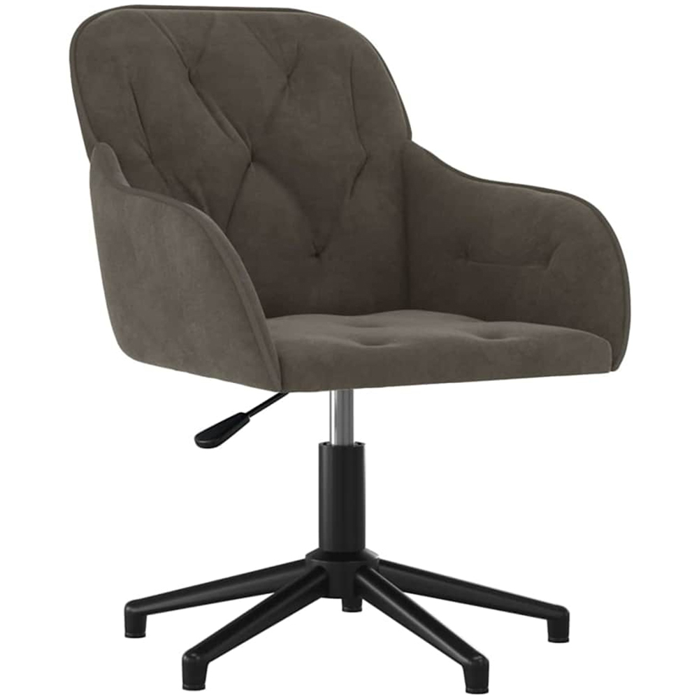 vidaXL Dark Grey Velvet Height-Adjustable Swivel Office Chair Image 2
