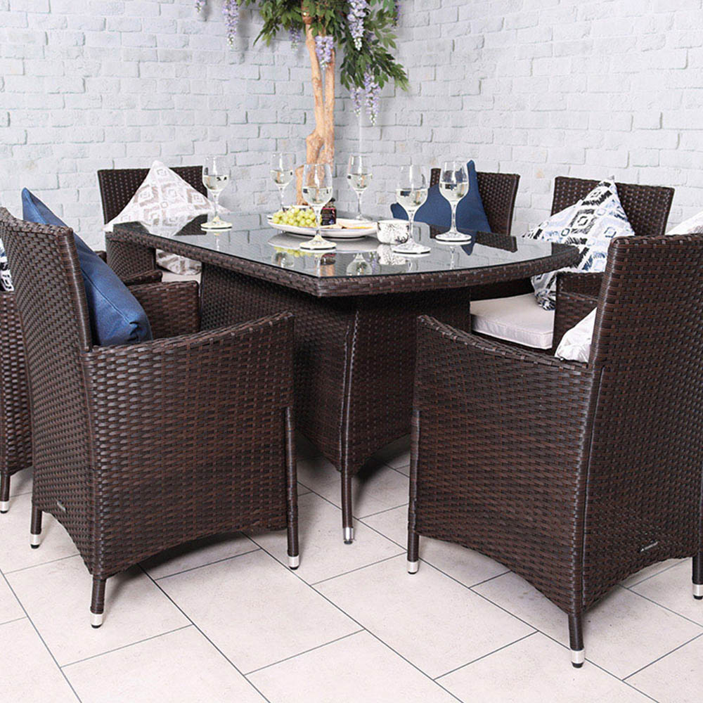 Royalcraft Nevada 6 Seater KD Rectangle Dining Set Brown Image 9