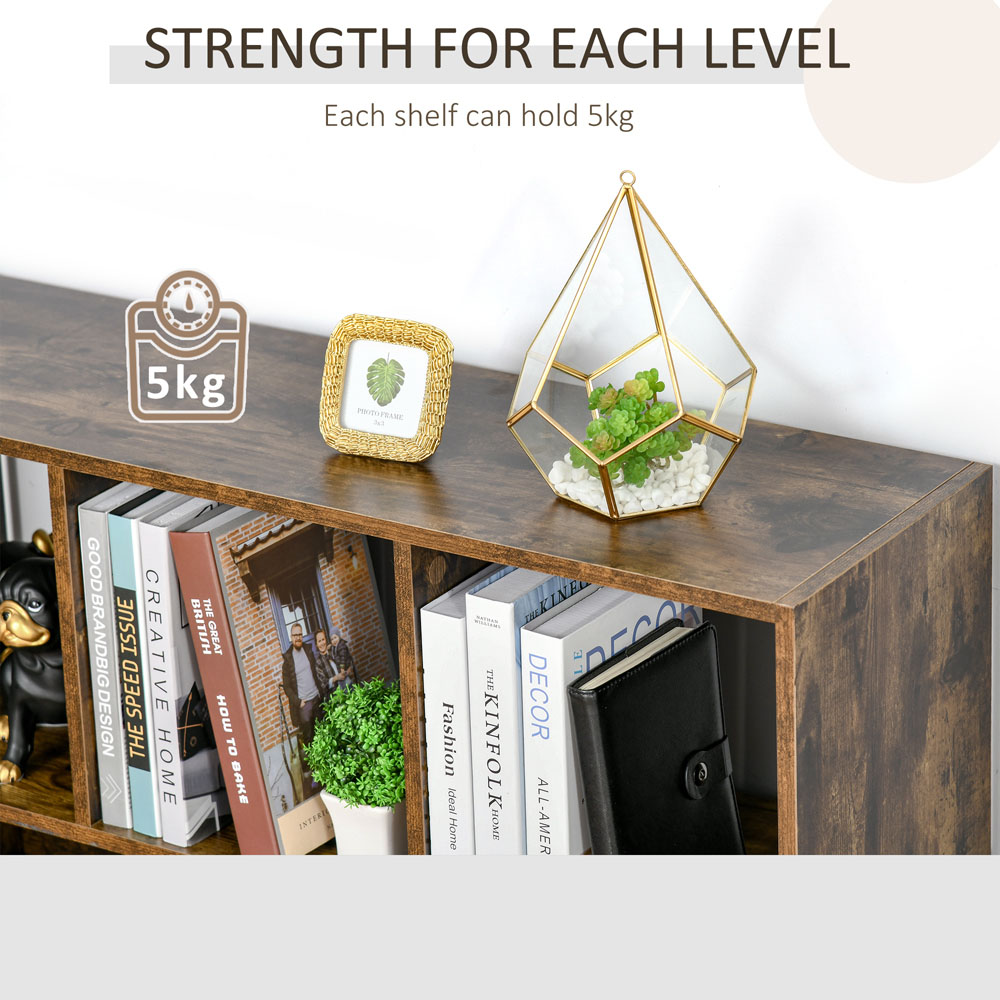 Portland 3 Shelf Rustic Brown Bookcase Image 7