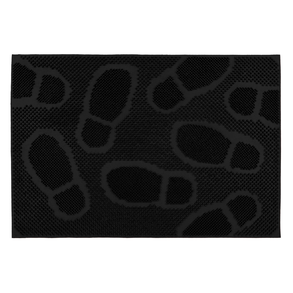 JVL Footprint Rubber Scraper Doormat 40 x 60cm Image 1
