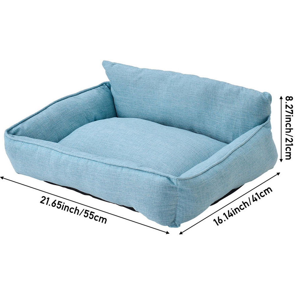 H&O Direct 55 x 41cm Blue Super Soft Small Dog Bed with Anti-Slip Bottom Image 5