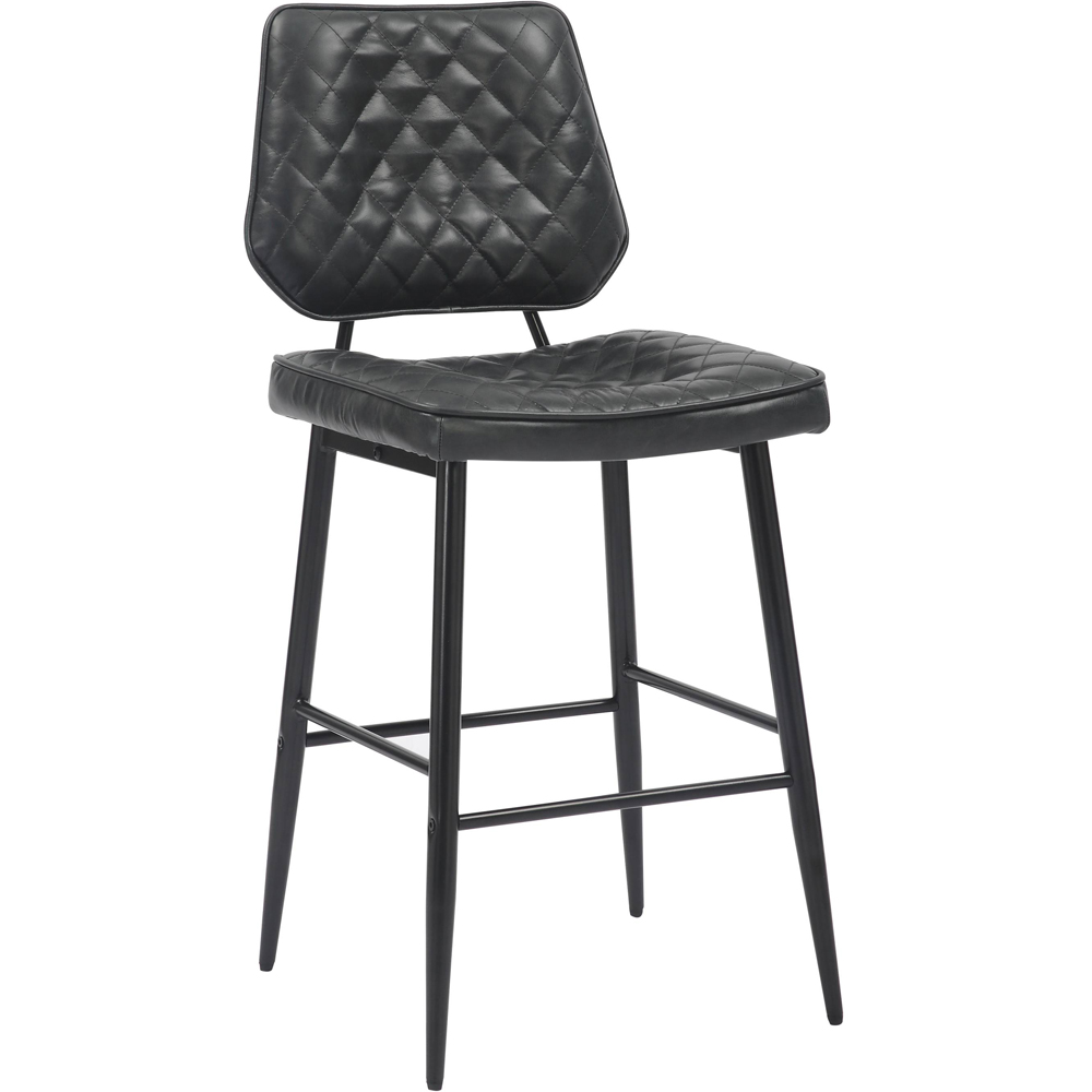 Garrick Set of 2 Real Leather Black Bar Stool Image 2