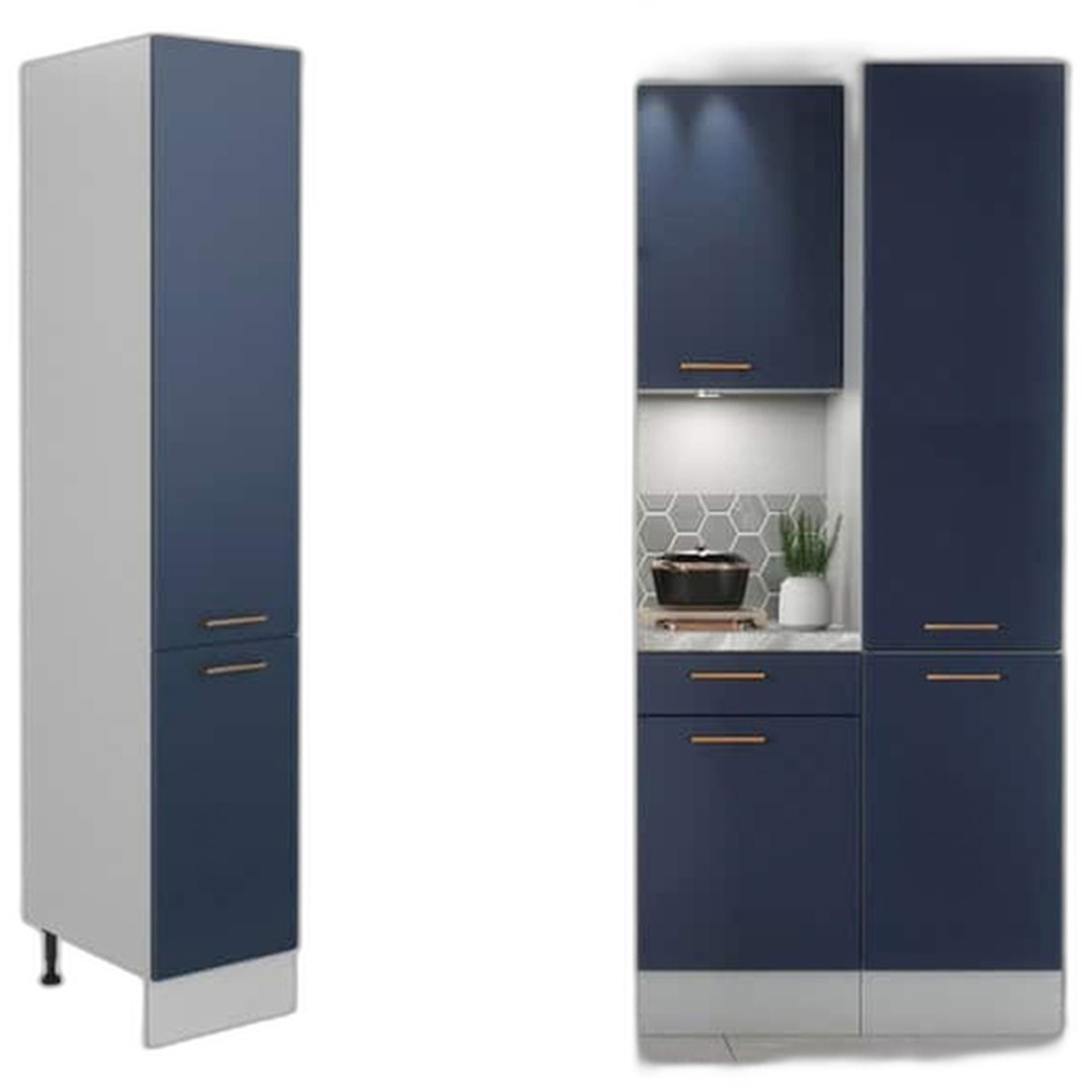 Impact Furniture Nora 2 Door Dark Navy Slim Tall Larder Kitchen Cabinet Unit 400mm Image 5