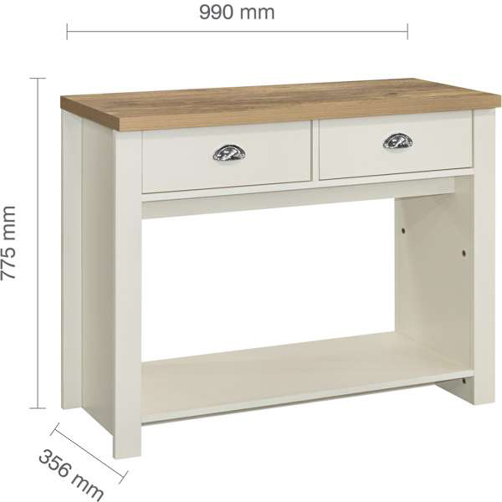 Highgate 2 Drawer Cream and Oak Console Table Image 6