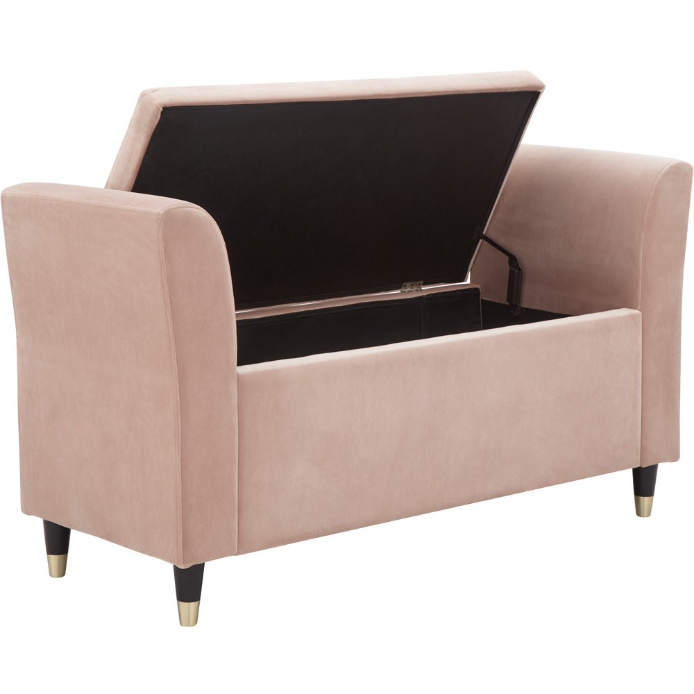 GFW Genoa Blush Pink Upholstered Window Seat With Storage Image 4