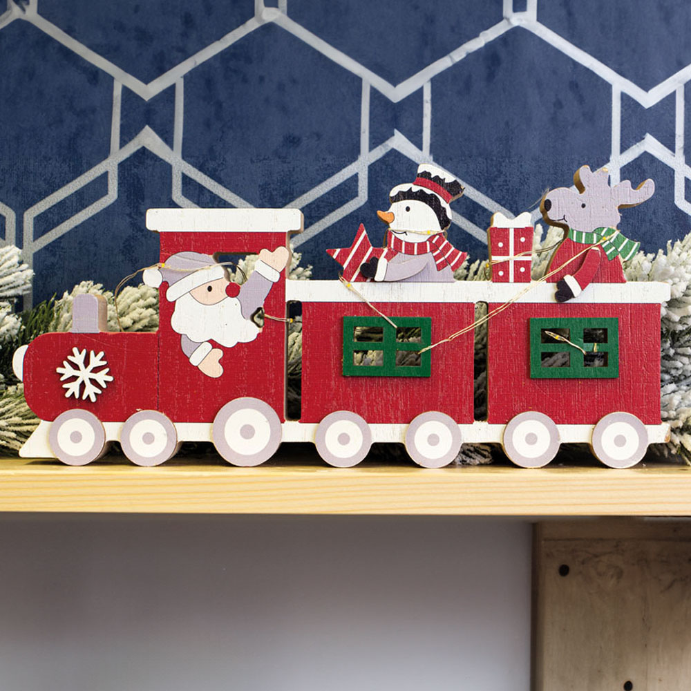 St Helens Red Battery Powered Christmas Train Ornament Image 4