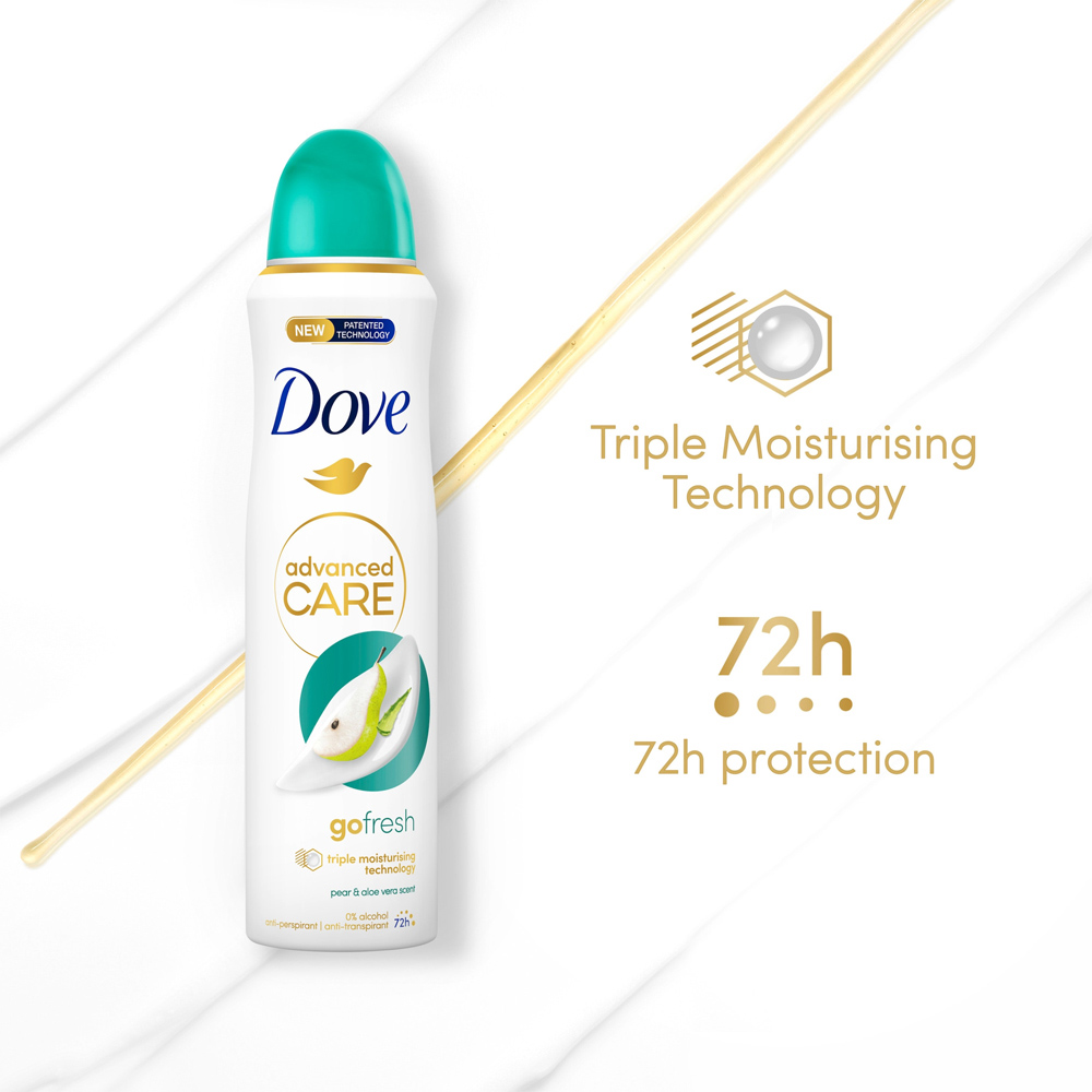 Dove  Advanced Care Go Fresh Pear & Aloe Vera Scent Antiperspirant Deodorant Spray 200ml Image 6