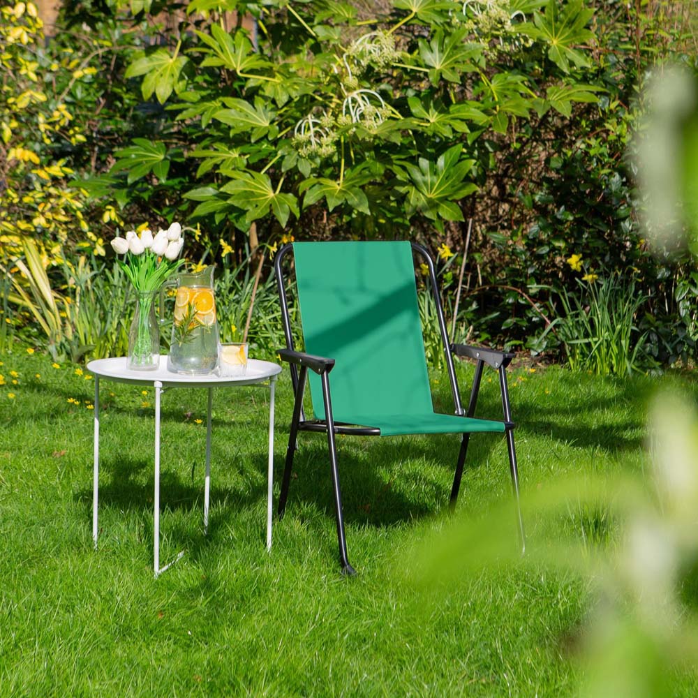Harbour Housewares Set of 2 Matt Black and Green Folding Metal Beach Chair Image 4