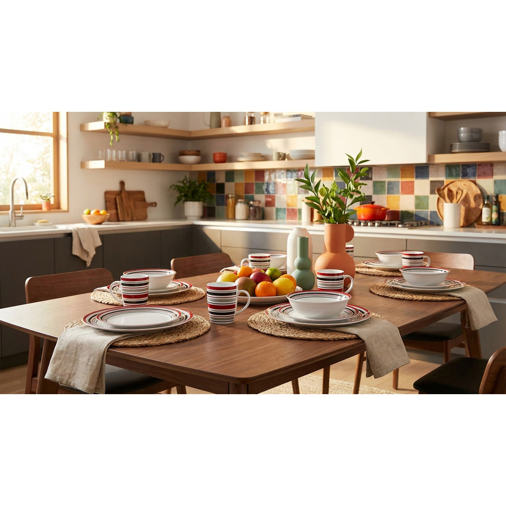 Waterside Brompton Burgundy 12 Piece Dinner Set Image 5