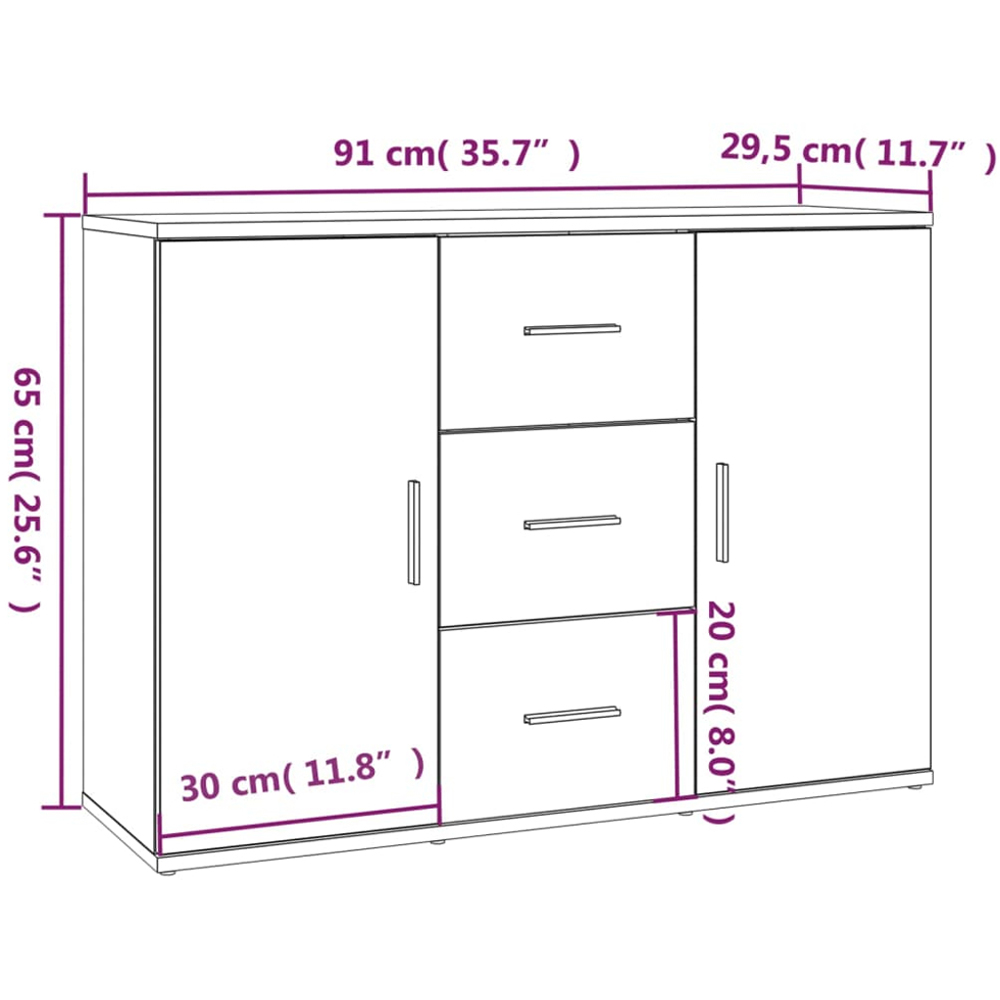 vidaXL 2 Door 3 Drawer Sonoma Oak Sideboard Image 9