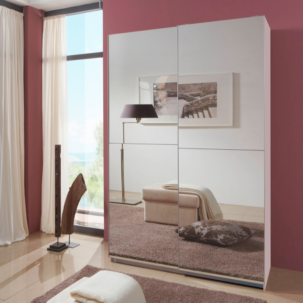 TJ'S Quba 2 Sliding Door White Full Mirrored Wardrobe Image 3