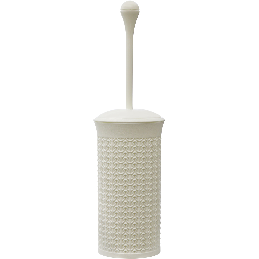 JVL Ivory White Round Plastic Bin and Loop Toilet Brush Set Image 4