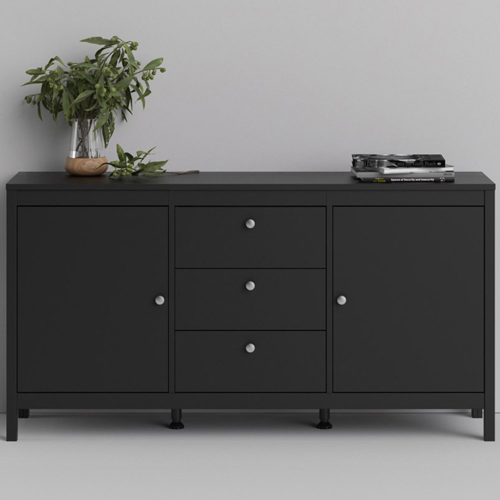Florence Madrid 2 Door 3 Drawer Matt Black Sideboard Image 1