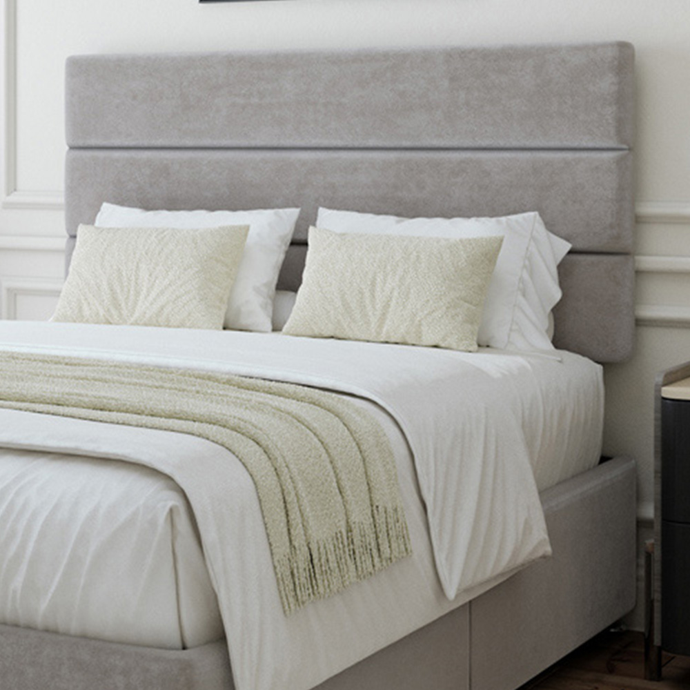 Bedmaster King Size Seal Grey Naples Velvet Divan Base with Milan Headboard Image 2