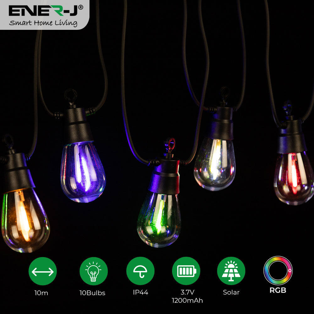 ENER-J Solar RGB Meteor Show String Lights with 10 Lamps 10m Image 4